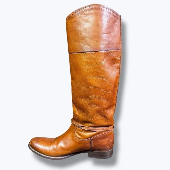 Frye Melissa Seam Boots distressed caramel color - Picture 5 of 15